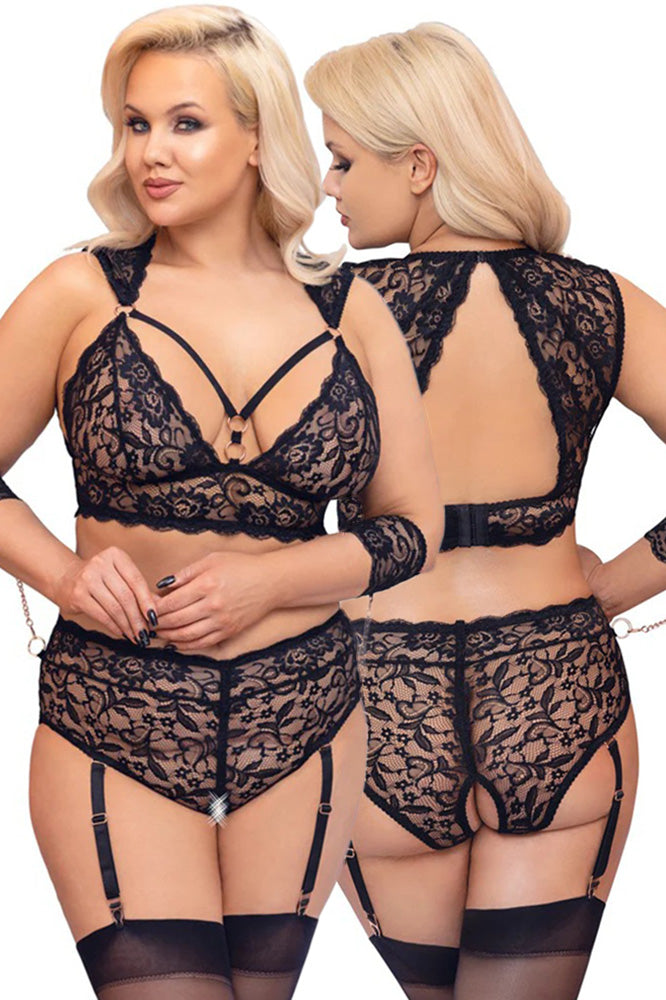 Cottelli Plus Size Lace Set: Rose-Gold Allure Angel Clothing Cottelli Plus Size Lace Set: Rose-Gold Allure Angel Clothing