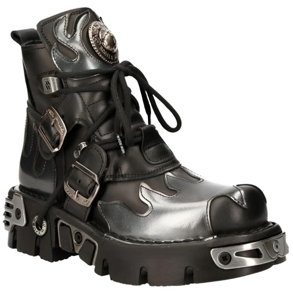 New Rock Silver Flame Boots M.288 – Angel Clothing