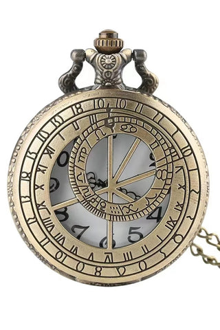 Steampunk Pocket Watch with Astrolabe Zodiac Design