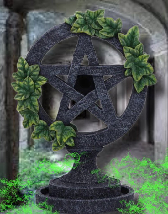 Aged Wiccan Pentagram Backflow Incense Burner 19cm main image 0