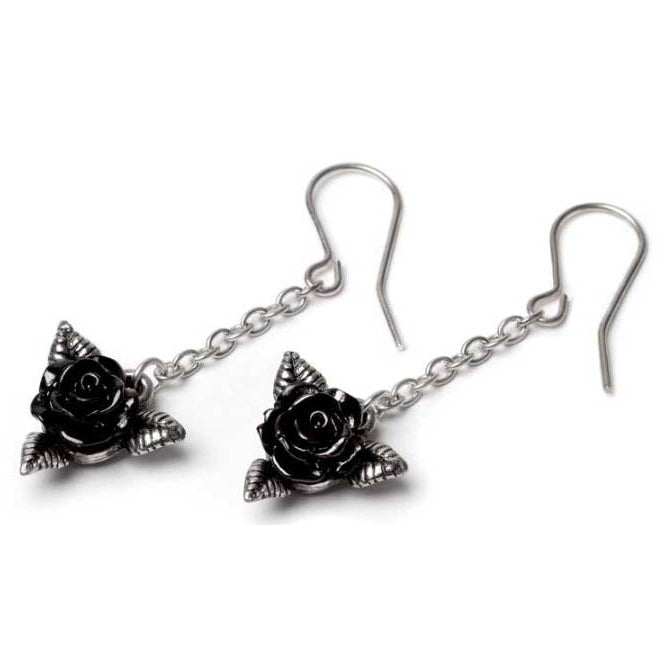Set Di Orecchini A Perno Alchemy Gothic 'Black Rose' Per Donna - Colore Nero/Argento