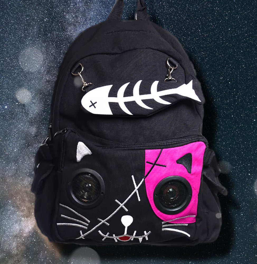 Banned Kitty Speaker Backpack Black/Pink Angel Clothing