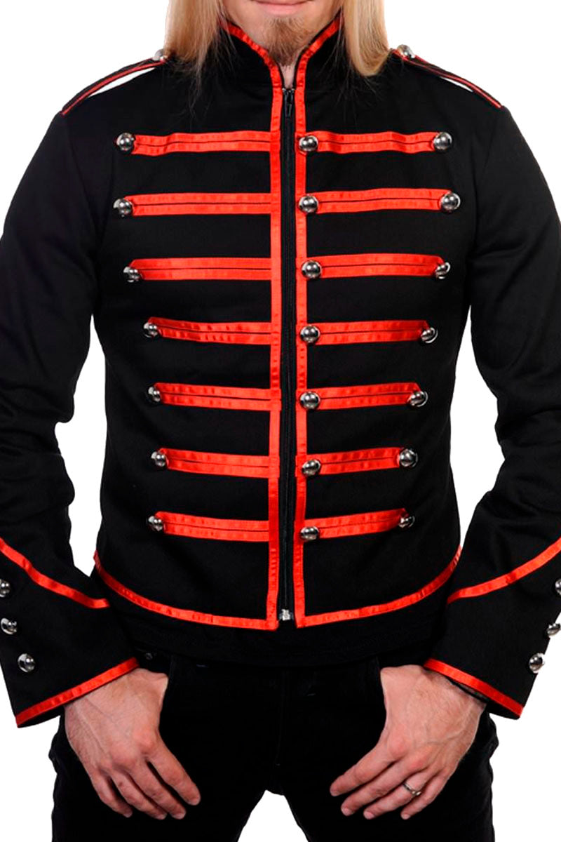 Banned Military Drummer Jacket Black/Red | Angel Clothing L