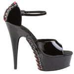 Pleaser DELIGHT 660FH Shoes Black/Red | Angel Clothing
