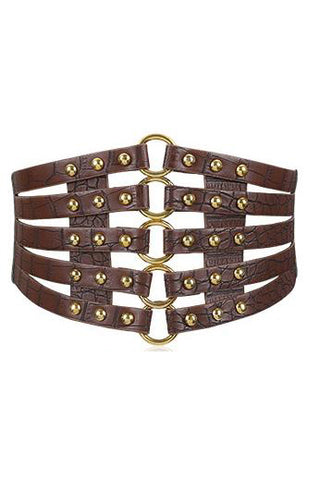 Brown Faux Leather O-Ring Waist Belt | Angel Clothing