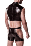Grey Velvet Mens Leather Look Outfit | Angel Clothing