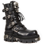 New Rock Black Boots Skull Design M.375-S1 | Angel Clothing
