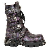 New Rock Purple Vintage Flower Reactor Boots M.391-S5 | Angel Clothing