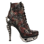 New Rock Red Vintage Flower Ankle Boots | Angel Clothing