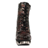 New Rock Red Vintage Flower Ankle Boots | Angel Clothing
