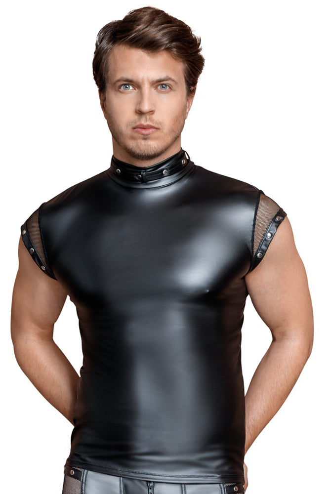 Men's Wetlook Mesh Polo Shirt - Black, Medium, 230 Gram, Slim Fit - View #12