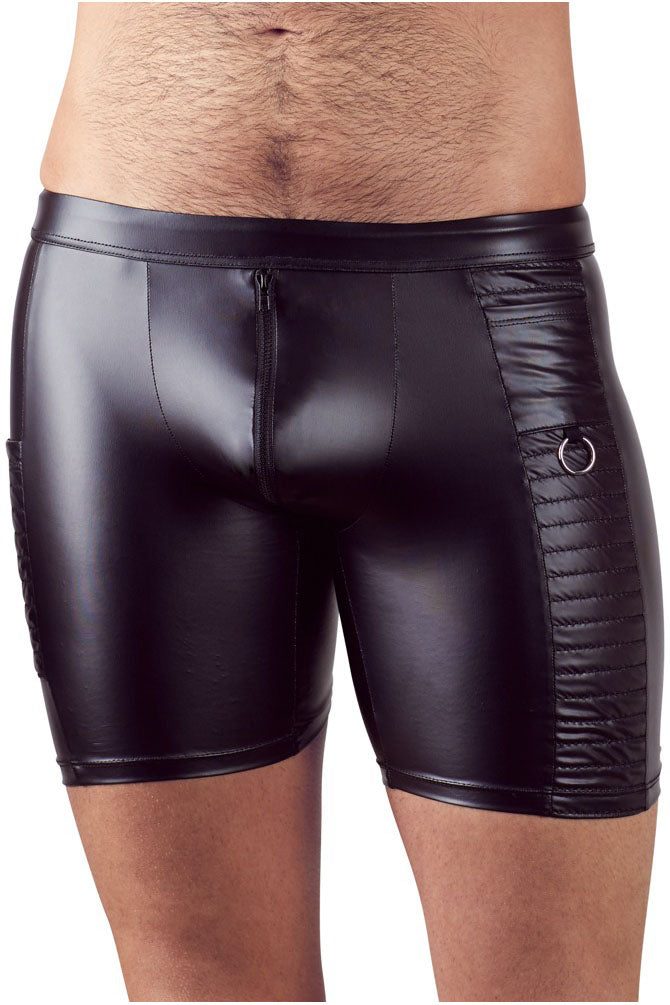 Wetlook heren leren shorts lak look korte broek latex PU onderbroek lederen short clubwear vinyl lingerie glanzende broek training gym dansshort, zwart 02, 52 Wetlook heren leren shorts lak look korte broek latex PU onderbroek lederen short clubwear vinyl lingerie glanzende broek training gym dansshort, zwart 02, 52