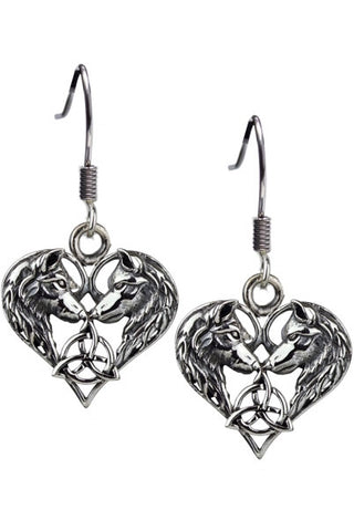 etNox Wolf Heart Silver Earrings | Angel Clothing