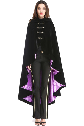 Pentagramme Black Velvet Cape Purple Lining | Angel Clothing
