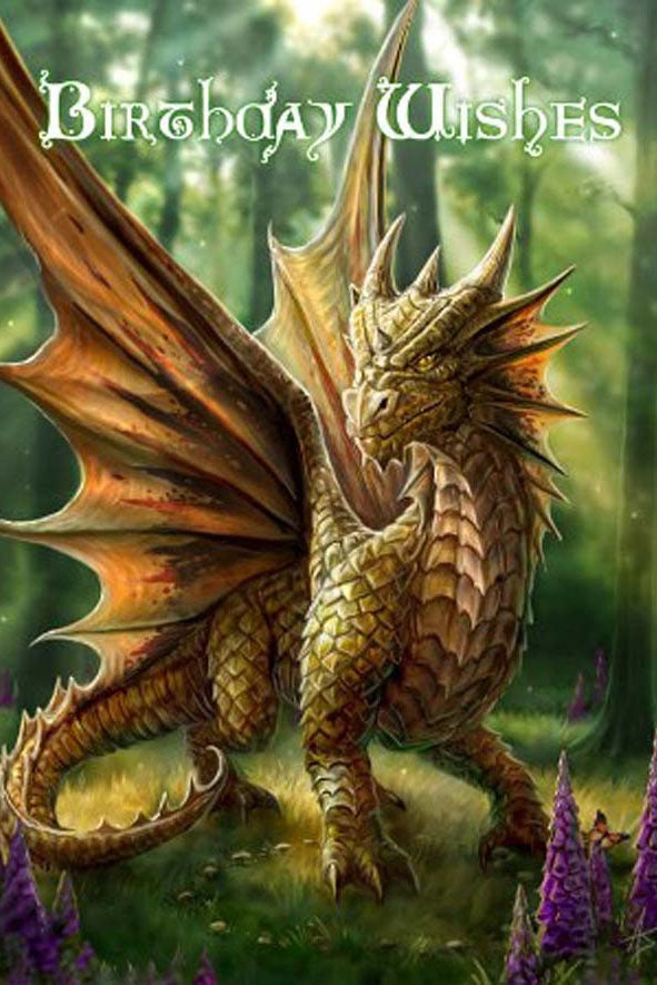 Anne Stokes Friendly Dragon Birthday Card Angel Clothing