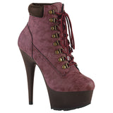 Pleaser DELIGHT 600TL 02 Boots Burgundy | Angel Clothing
