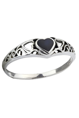Echt LuxXL Black Heart Sterling Silver Ring | Angel Clothing