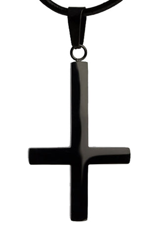 etNox Inverted Black Cross Pendant | Angel Clothing