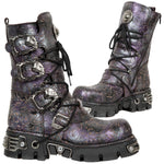 New Rock Purple Vintage Flower Reactor Boots M.391-S5 | Angel Clothing