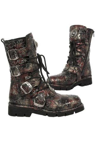 New Rock Red Vintage Flower Comfort Boots M.1473-S42 | Angel Clothing