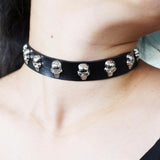 Black Gothic Skull Stud Collar | Angel Clothing