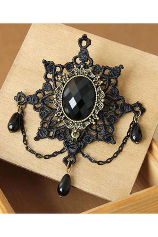 Victorian Gothic Black Lace Brooch | Angel Clothing