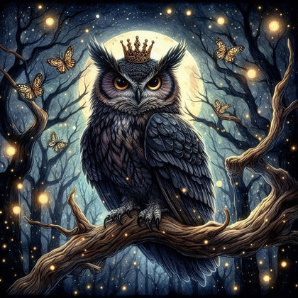 A montage of framed Oakhart animal prints, featuring designs with wolves, ravens, owls, and other mystical creatures.