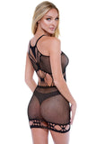 Baci Diamonte Net Mini Dress Black | Angel Clothing