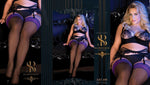 Ballerina 490 Hold Ups Stockings Plus Size Black Purple | Angel Clothing