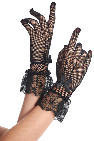 Banned Amal Fishnet Gloves Black | Angel Clothing