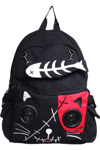 Banned Kitty Speaker Backpack Black/Red | Angel Clothing