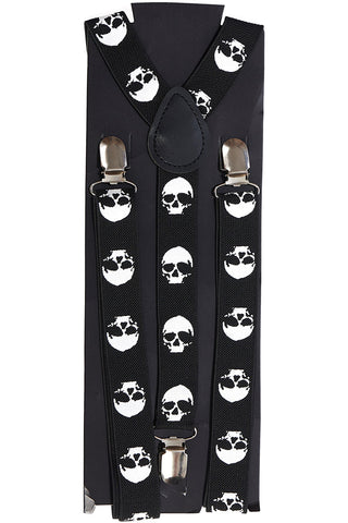 Banned Skull Slim Suspenders | Angel Clothing