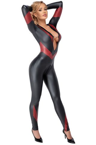 Cottelli Party Black Red Jumpsuit | Angel Clothing