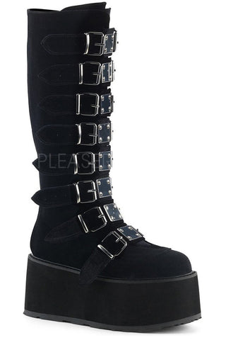 DemoniaCult DAMNED 318 Boots Black Velvet (UK3, UK6, UK7, UK9) | Angel Clothing