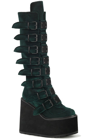 DemoniaCult SWING 815 Emerald Velvet Boots (UK4, 5, 8) | Angel Clothing