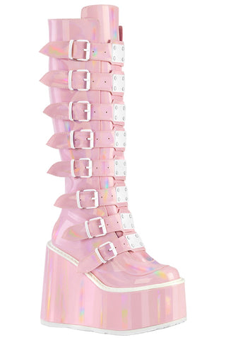 DemoniaCult SWING 815 Pink Holographic Boots (UK3) | Angel Clothing