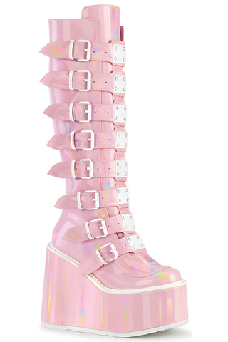 DemoniaCult SWING 815 Pink Holographic Boots (UK3) | Angel Clothing