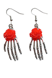 Red Rose Skeleton Earrings | Angel Clothing