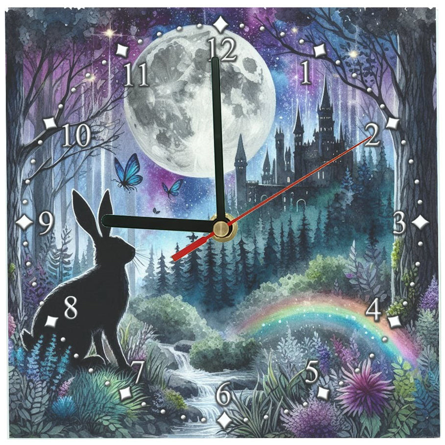 Fairytale Rabbit Clock | Whimsical Wall Decor | Angel Clothing