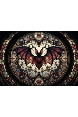 Oakhart The Bat Rose Window Print Framed | Angel Clothing