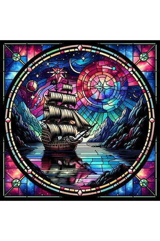 Oakhart The Stained-Glass Ship Print Framed | Angel Clothing