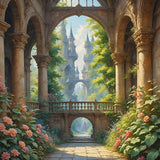 Oakhart Cloister Garden Print Framed | Angel Clothing