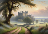 Oakhart Castle in the Mist Print Framed | Angel Clothing