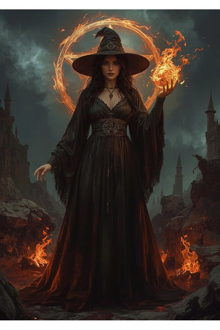 Oakhart Fire Witch Print Framed | Angel Clothing