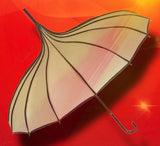 Beige Ribbed Pagoda Umbrella / Ivory Parasol | Angel Clothing