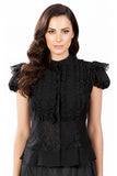 Burleska Katie Black Chiffon Lace Top | Angel Clothing