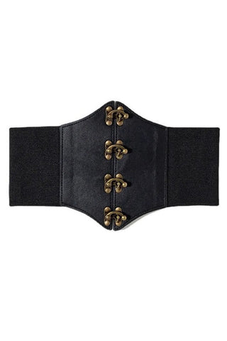 Black Corset Style Waist Belt with C-Lock Fastening | Angel Clothing