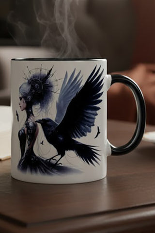 Raven Cyber Goth and Raven Mug Art095 | Angel Clothing