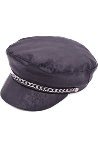 Faux Leather Captain Hat | Angel Clothing