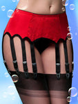 Nylon Dreams 12 Strap Suspender Belt Lace Red | Angel Clothing